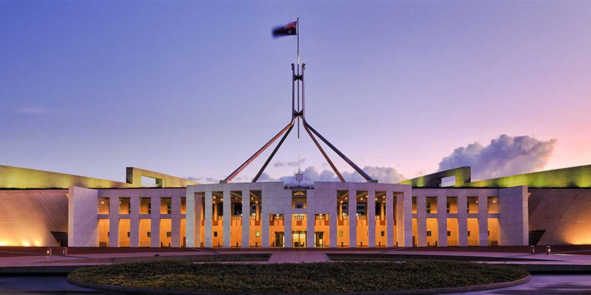 A picture of parliament house in Canberra